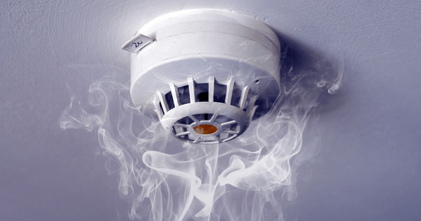 Smoke detection equipment connected to a fire alarm control panel